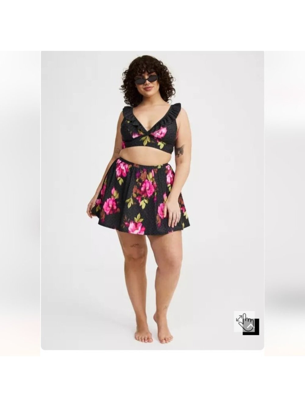 Torrid Wireless Floral Ruffle Bikini Top & Swim Skirt With Bottoms NWT Sz 4x - Picture 10 of 16